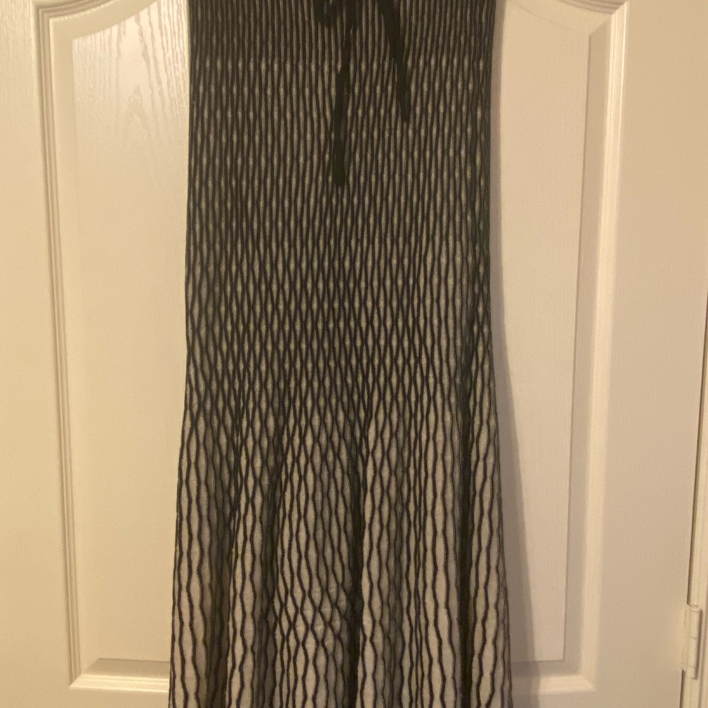 Lapis Cream and Black Maxi A-Line Skirt